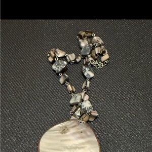 Boho Shell Pendant Necklace Natural Stone Beaded Statement